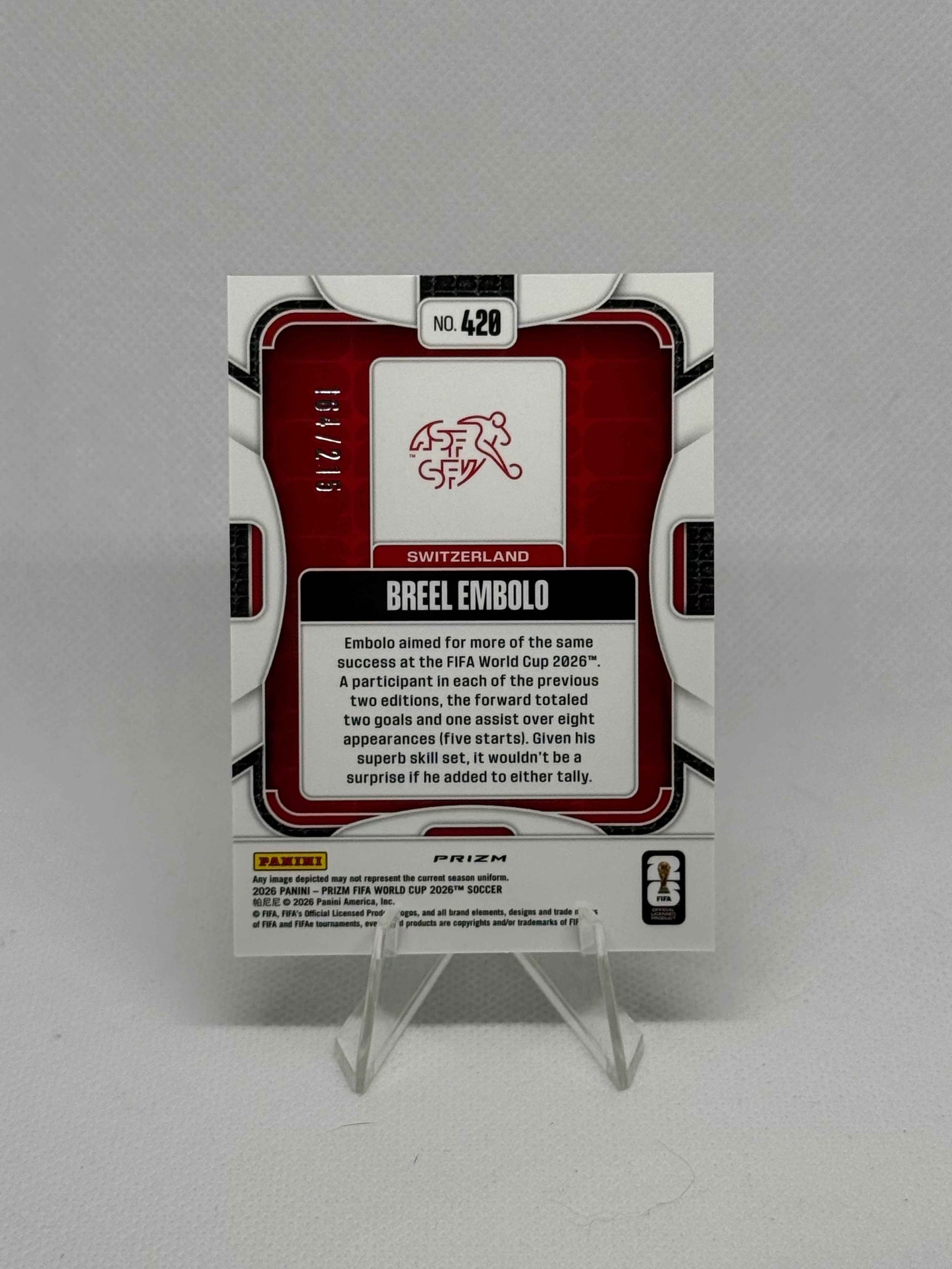 2026 Panini Prizm World Cup Breel Embolo Orange Pandora Parallel /215