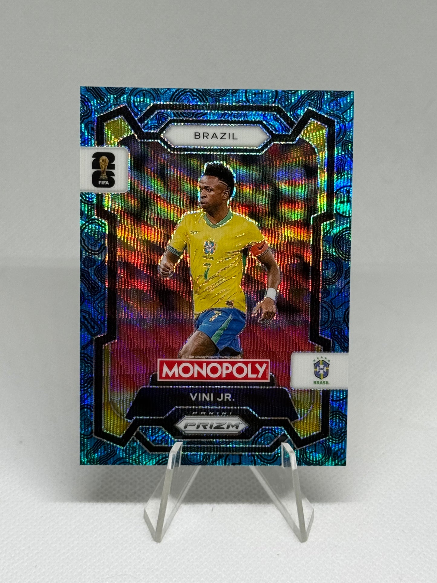 2026 Panini Prizm Monopoly FIFA World Cup Vini Jr. Four Corners Blue Wave Parallel