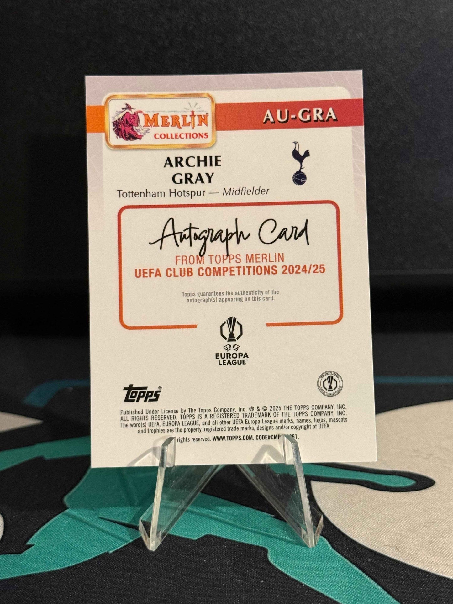 2024/2025 Topps Merlin UCC Archie Gray RC Autograph Magenta Parallel /125