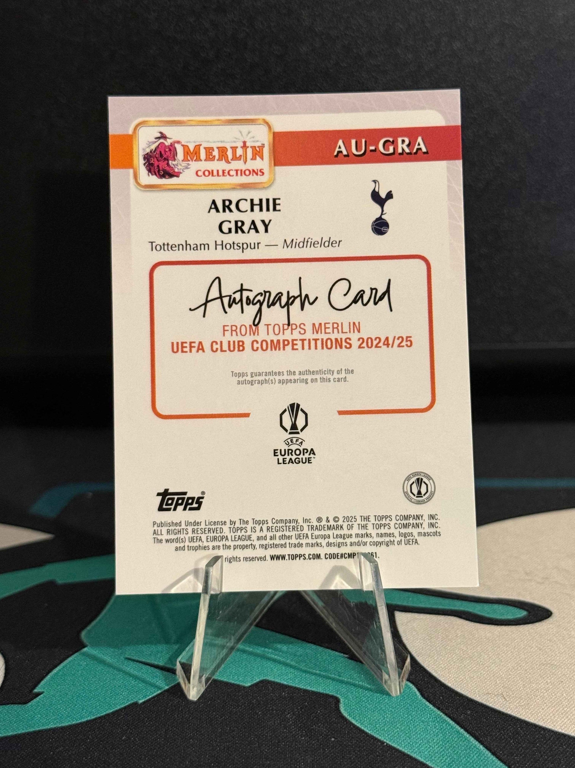 2024/2025 Topps Merlin UCC Archie Gray RC Autograph Magenta Parallel /125
