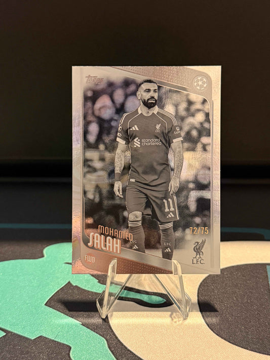 2025/2026 Topps Flagship UCC Mohamed Salah Black & White Parallel /75