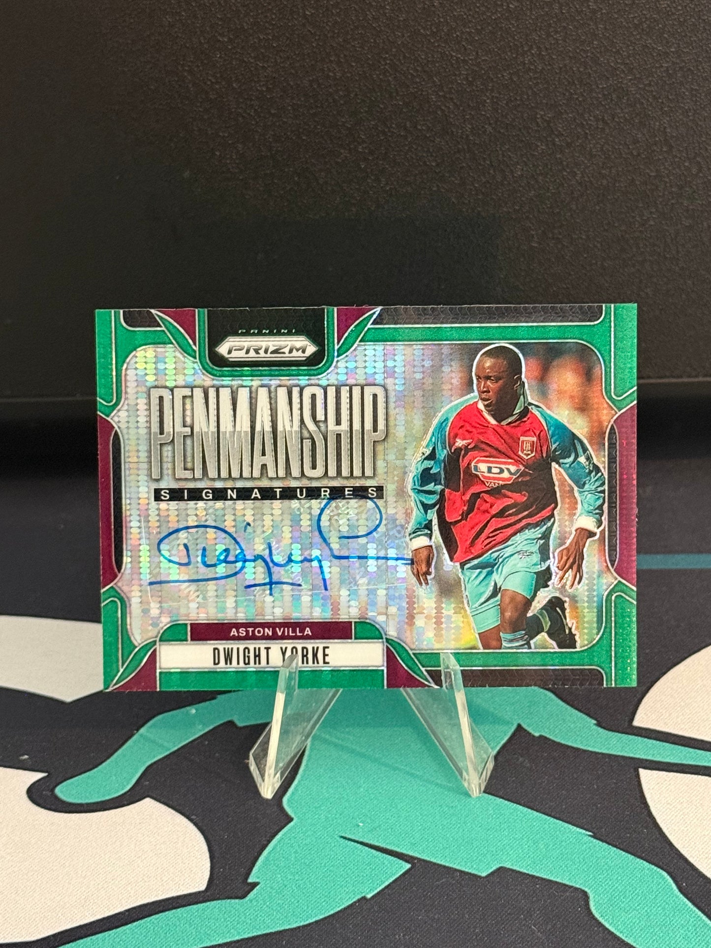2024/2025 Panini Prizm Premier League Dwight Yorke Autograph Green Pulsar Parallel