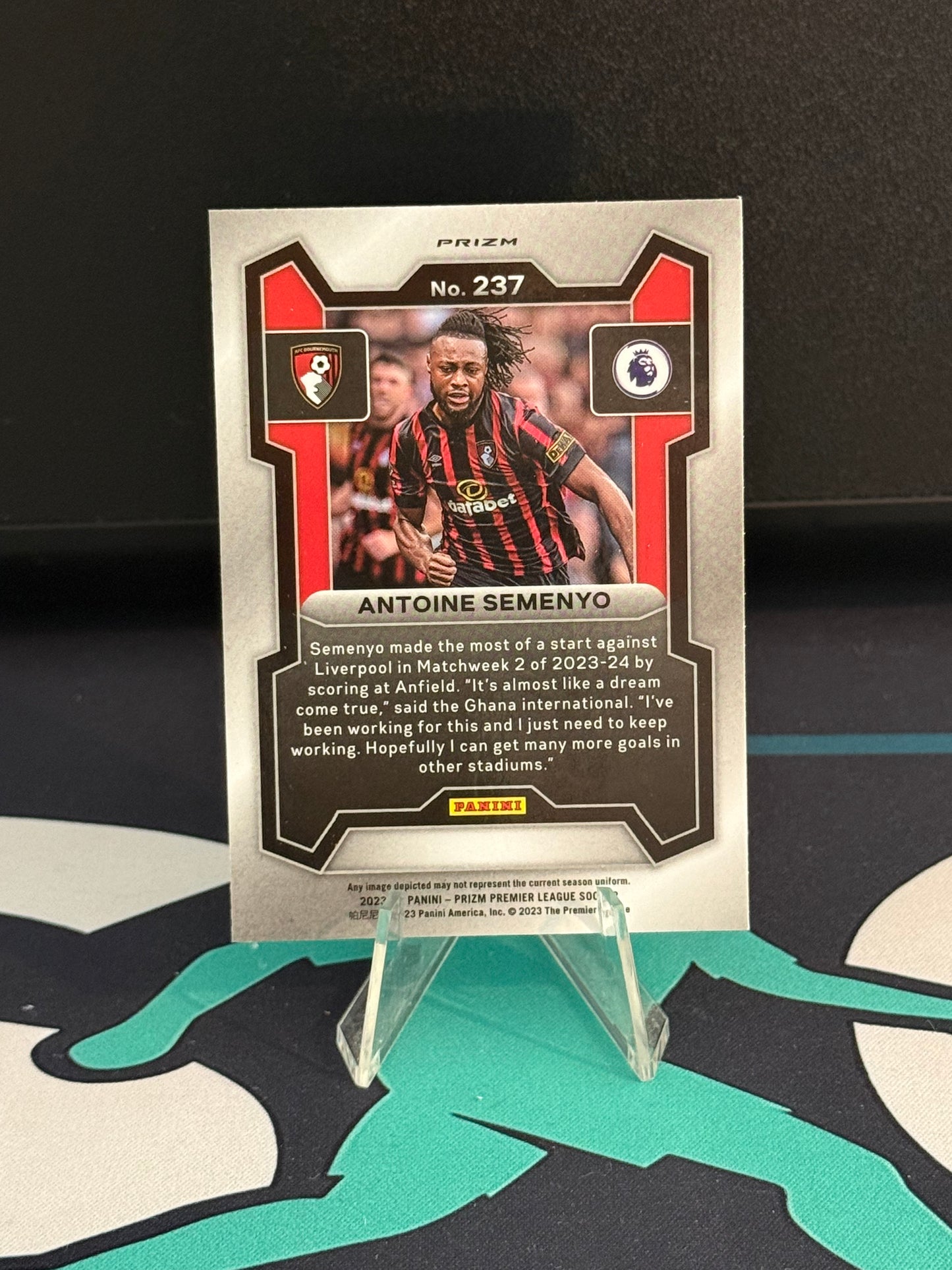 2023/2024 Panini Prizm Premier League Antoine Semenyo RC Blue Mosaic Parallel