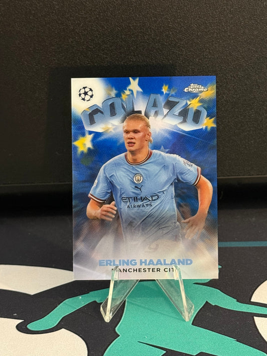 2022/2023 Topps Chrome UCC Erling Haaland Golazo Blue Parallel /150