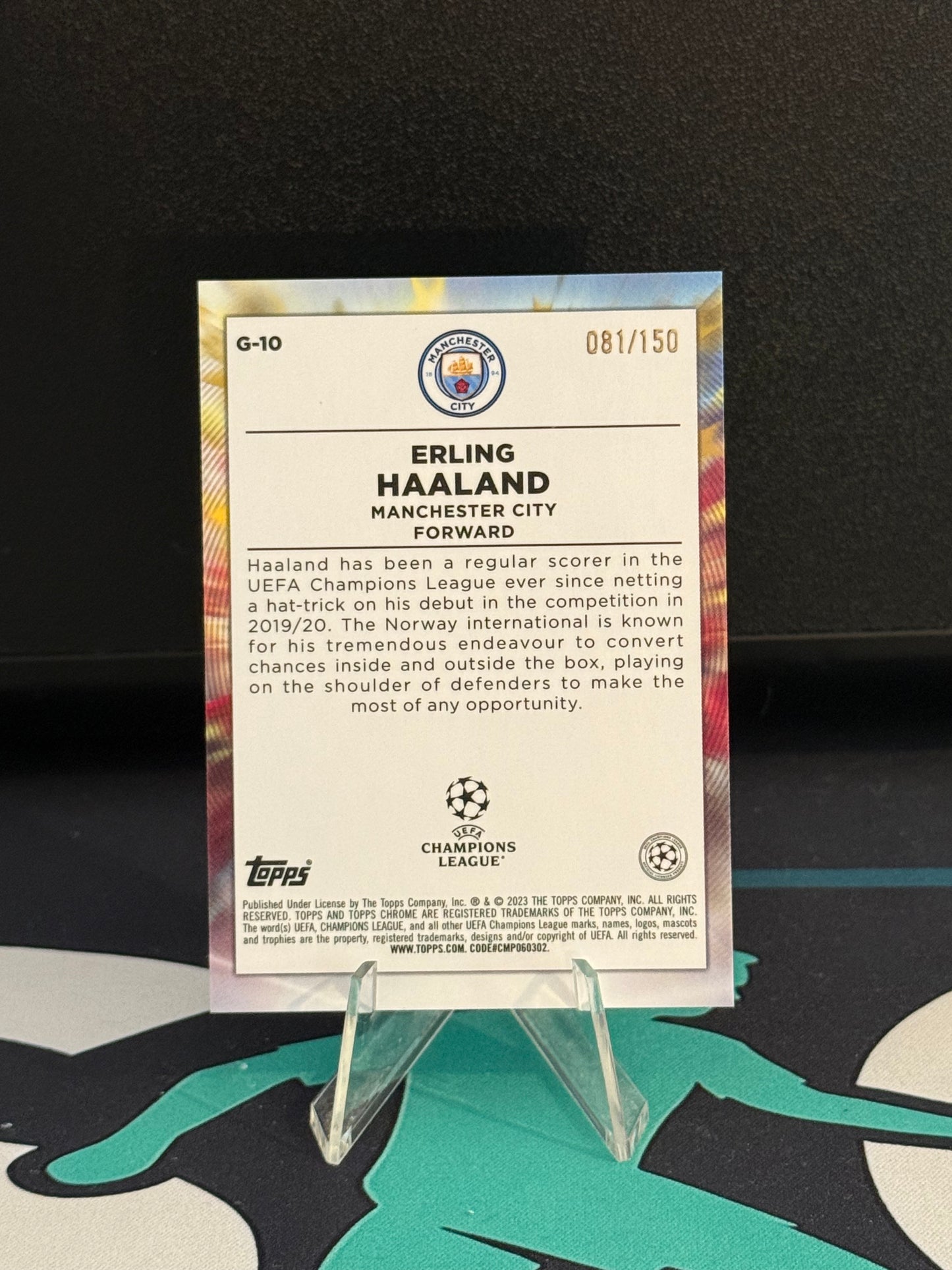 2022/2023 Topps Chrome UCC Erling Haaland Golazo Blue Parallel /150