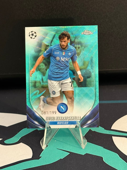 2023/2024 Topps Chrome UCC Khvicha Kvaratskhelia Aqua Prism Parallel /199