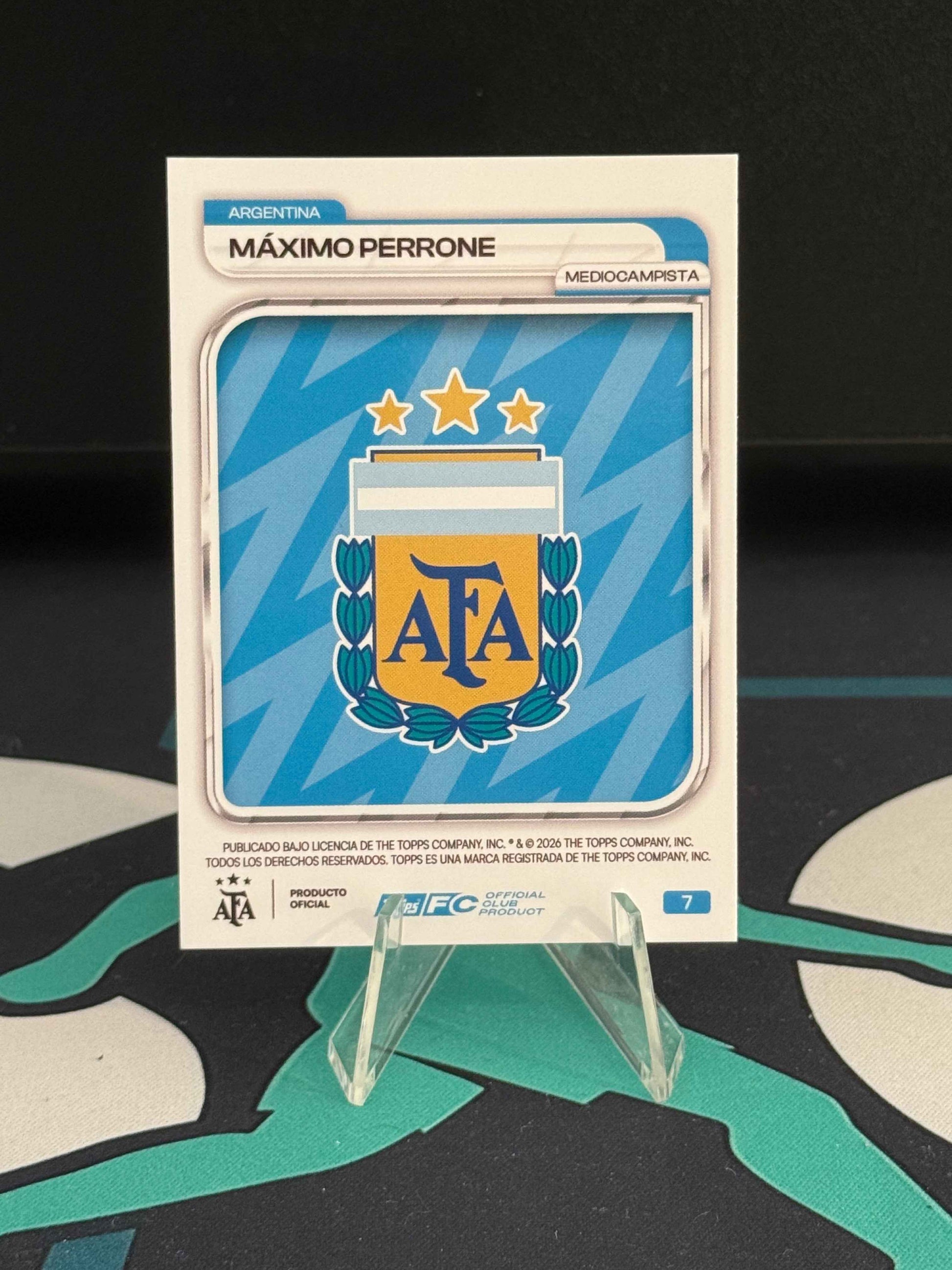 2026 Topps Argentina Collector Tin Maximo Perrone RC Blue Parallel /299
