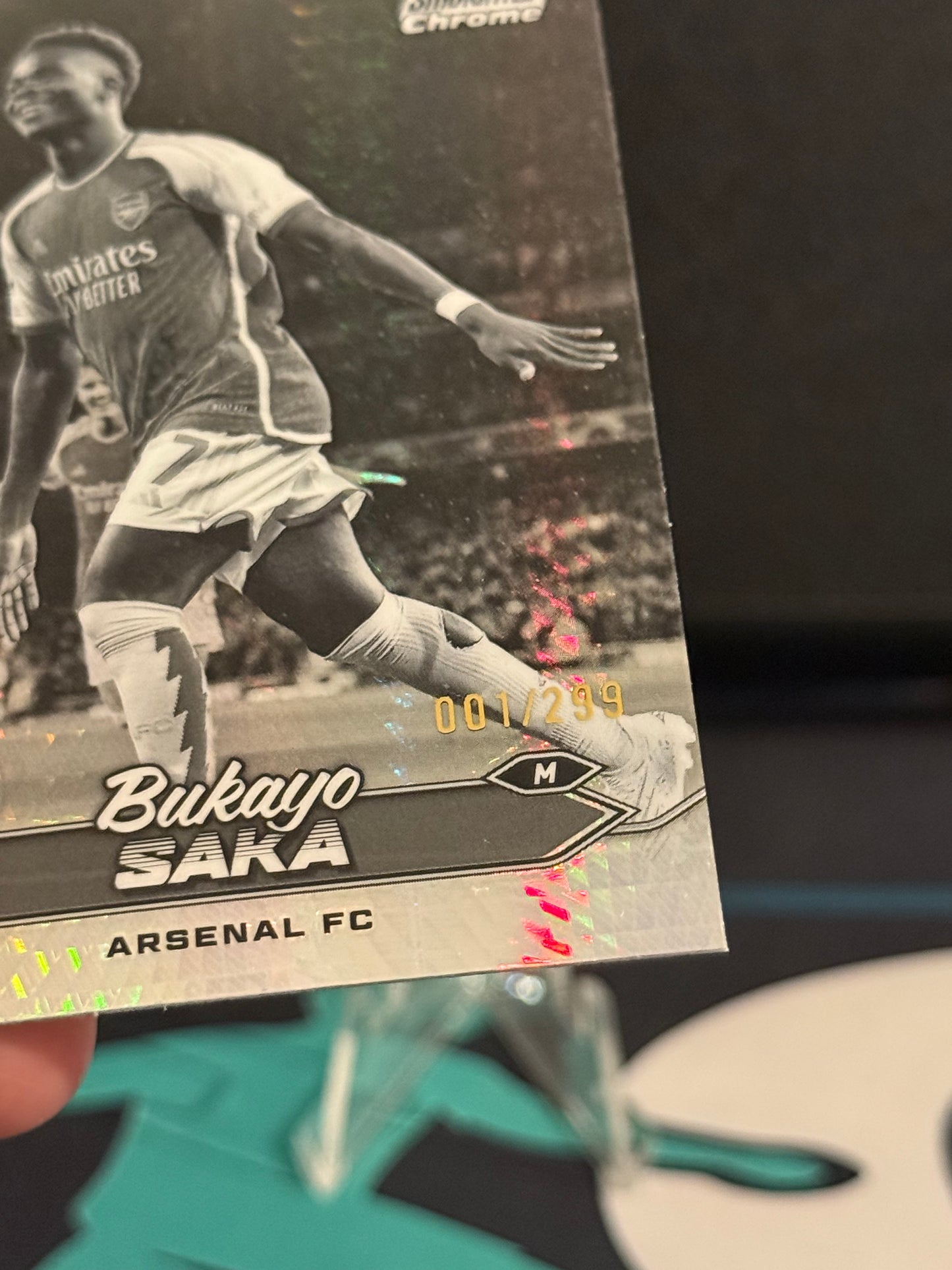 2023/2024 Topps Stadium Club Chrome UCL Bukayo Saka Black & White Parallel /299