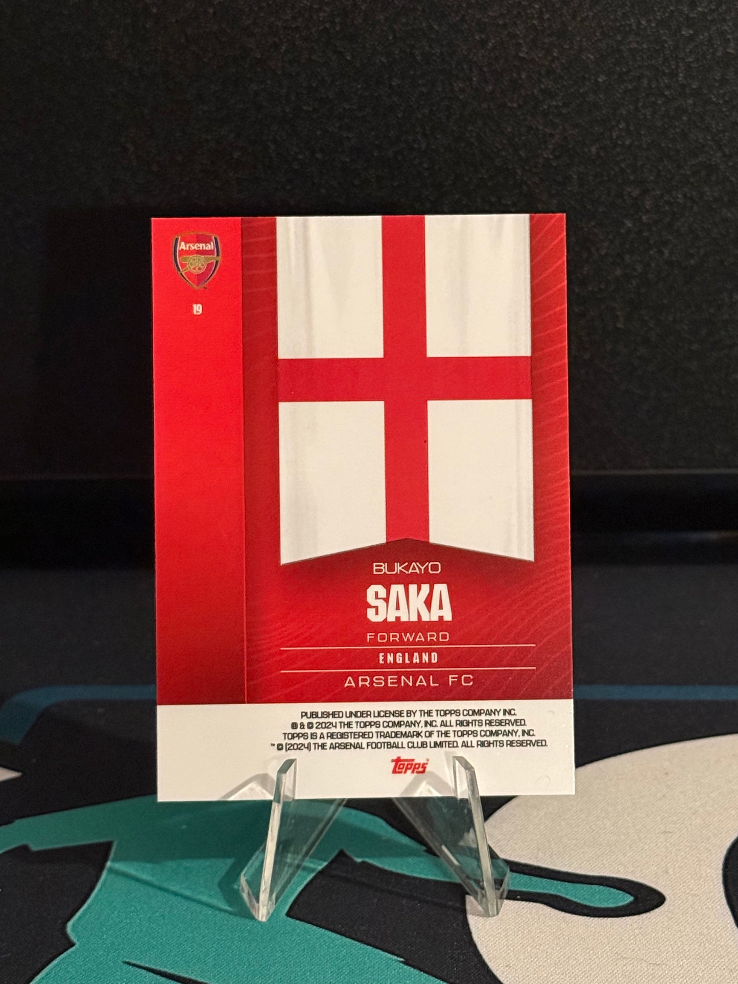 2024/2025 Topps Arsenal Fan Set Bukayo Saka Blue Parallel 7/175 (Jersey-Match)